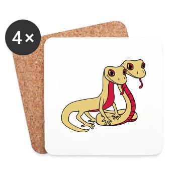 couple 2 amis équipe couples amour visage serpent - Dessous de verre (lot de 4) - blanc - Devant
