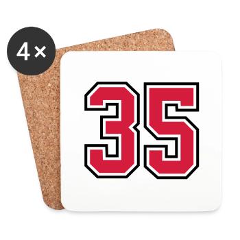 35 sports jersey football number - Dessous de verre (lot de 4) - blanc - Devant