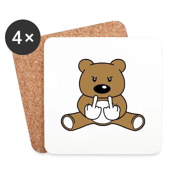 pissing mean insult wanker fuck you off mitt - Coasters (set of 4) - white - Front