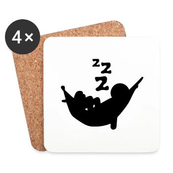 hamac dormir ronfler sieste siesta perso - Dessous de verre (lot de 4) - blanc - Devant