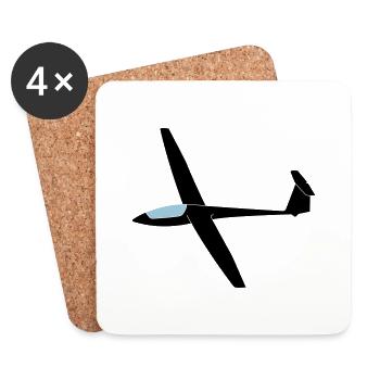 asw19 Segelflugzeug Segelflieger Geschenk - Untersetzer (4er-Set) - Weiß - Vorne