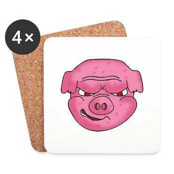Schwein - Untersetzer (4er-Set) - Weiß - Vorne