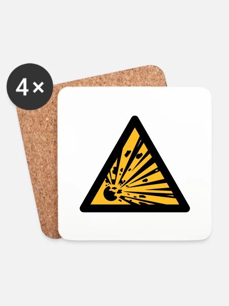 Hazard Symbol - Explosives (2-color) - Coasters (set of 4) - white
