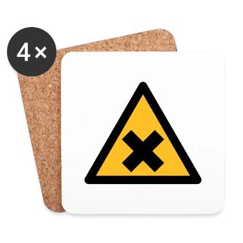 Symbole de danger - des substances nocives (2 - Dessous de verre (lot de 4) - blanc - Devant