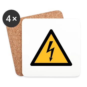 Symbole de danger - High Voltage (2 couleurs) - Dessous de verre (lot de 4) - blanc - Devant