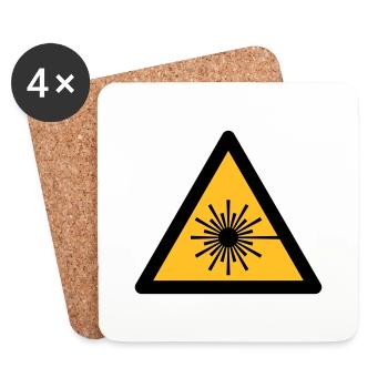 Gefahrensymbol - Laser-Licht (2-farbig) - Untersetzer (4er-Set) - Weiß - Vorne