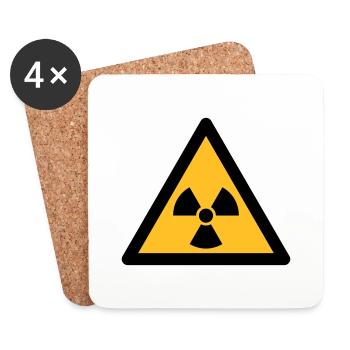 Symbole de danger - Radioactivité (2 couleurs) - Dessous de verre (lot de 4) - blanc - Devant