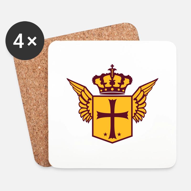 schild krone wappen kreuzritter kirche symbol kreu - Untersetzer (4er-Set) - Weiß