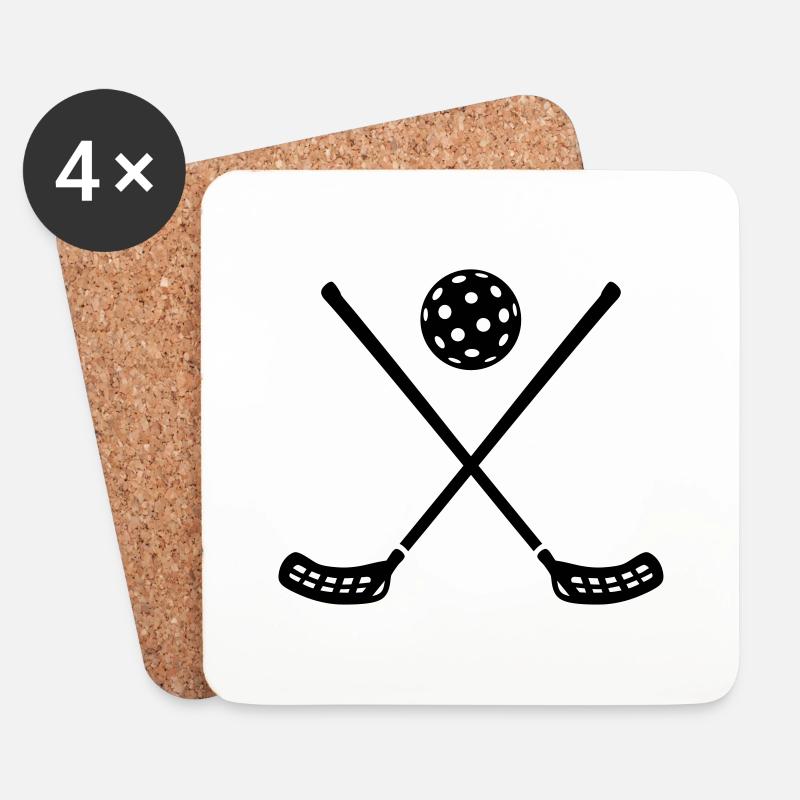 Floorball - Untersetzer (4er-Set) - Weiß