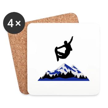 Snowboard, snowboarding - surf des neiges - Dessous de verre (lot de 4) - blanc - Devant