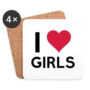 i_love_girls - Dessous de verre (lot de 4) - blanc - Devant