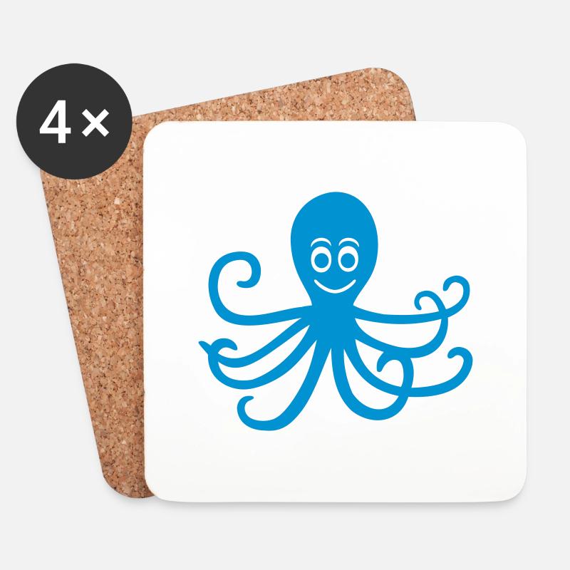 Krake Oktopus - Untersetzer (4er-Set) - Weiß