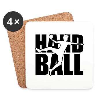 logo text silhouette outline handball ball throw p - Coasters (set of 4) - white - Front