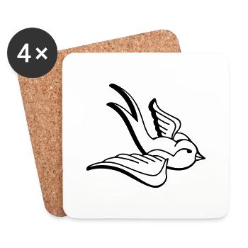 Avalez oiseau - Dessous de verre (lot de 4) - blanc - Devant