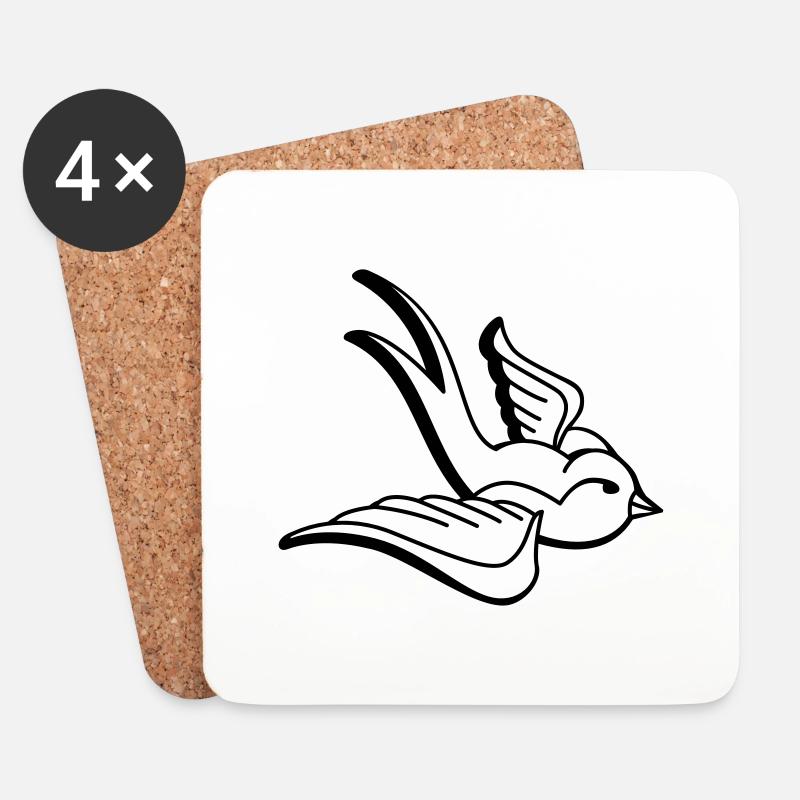 Avalez oiseau - Dessous de verre (lot de 4) - blanc