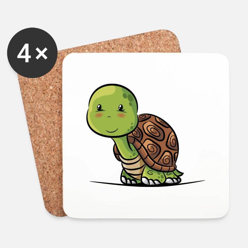 Schildkröte - Untersetzer (4er-Set) - Weiß