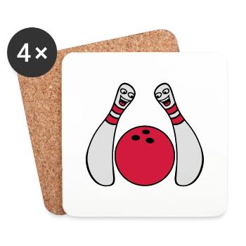 2 Cheeky Comic Bowling Pins - Dessous de verre (lot de 4) - blanc - Devant
