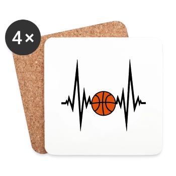 heartbeat basketball pulse frequency hit goal im - Coasters (set of 4) - white - Front