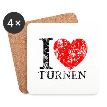 i love turnen grunge style - Untersetzer (4er-Set) - Weiß - Vorne
