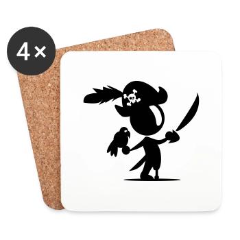 pirate - Dessous de verre (lot de 4) - blanc - Devant