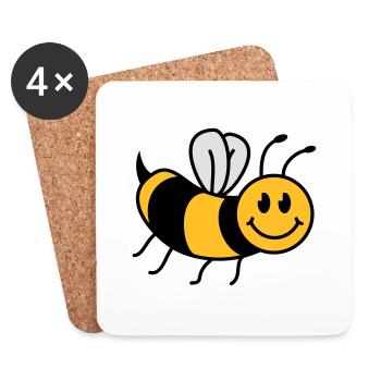 Mignonne douce petite abeille - Dessous de verre (lot de 4) - blanc - Devant