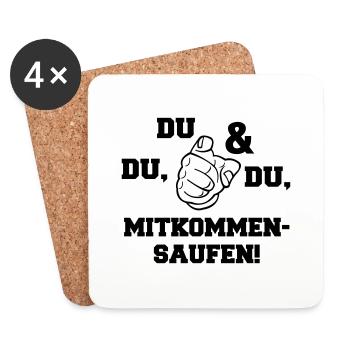 mitkommen_saufen - Untersetzer (4er-Set) - Weiß - Vorne