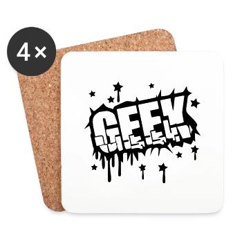 Geek Zerbrochenes Graffiti Design - Untersetzer (4er-Set) - Weiß - Vorne