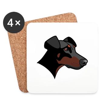 Dobermann - Nessie - Untersetzer (4er-Set) - Weiß - Vorne