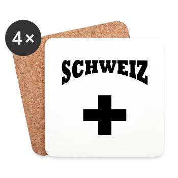 Schweiz + Kreuz - Untersetzer (4er-Set) - Weiß - Vorne