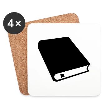 buch Cartoon Vektor Buchleser Buchhändler Schrifts - Untersetzer (4er-Set) - Weiß - Vorne