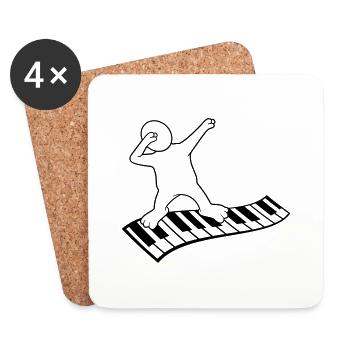 piano dab dabbing musique danse clavier piano ta - Dessous de verre (lot de 4) - blanc - Devant