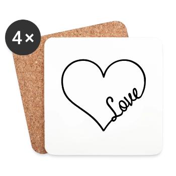 L’amour - Dessous de verre (lot de 4) - blanc - Devant