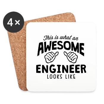 awesome engineer looks like - Coasters (set of 4) - white - Front