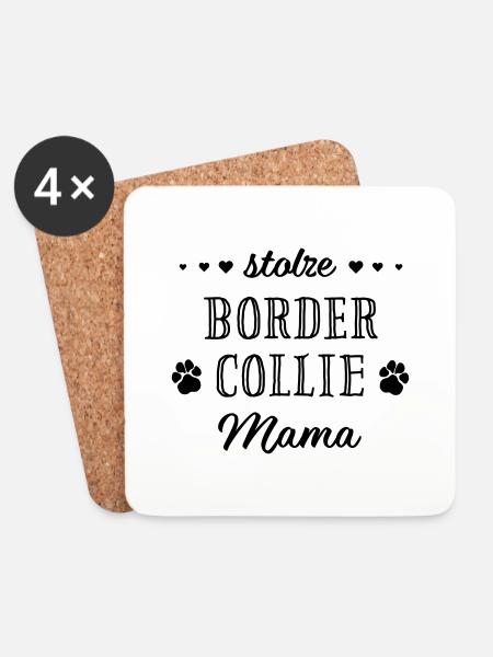 proud Border Collie Mama dog paws heart - Coasters (set of 4) - white