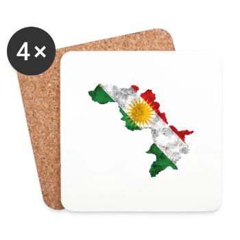 kurdistan, Kursdische Flagge - Untersetzer (4er-Set) - Weiß - Vorne