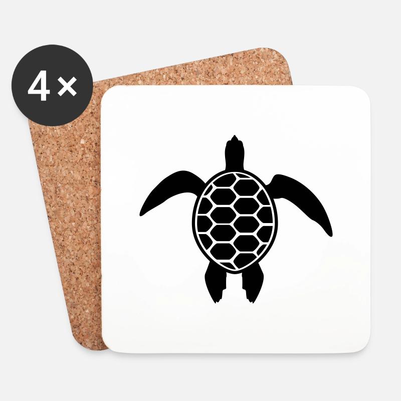 Schildkröte - Untersetzer (4er-Set) - Weiß