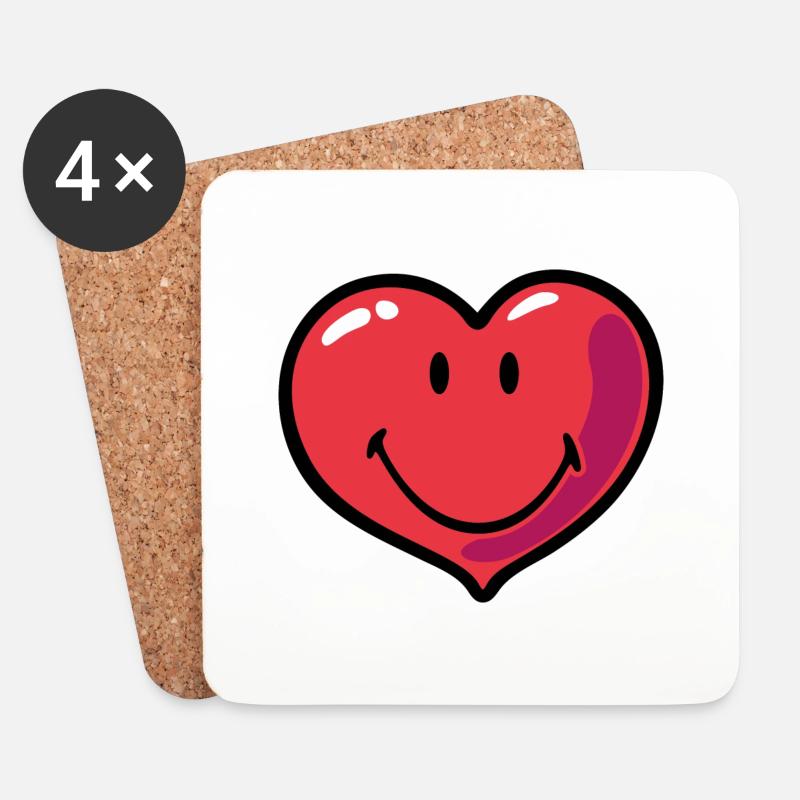 Smiley heart - Untersetzer (4er-Set) - Weiß