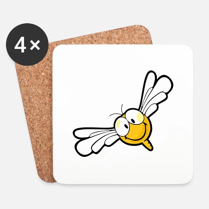 Smiley Dragon Fly - Untersetzer (4er-Set) - Weiß