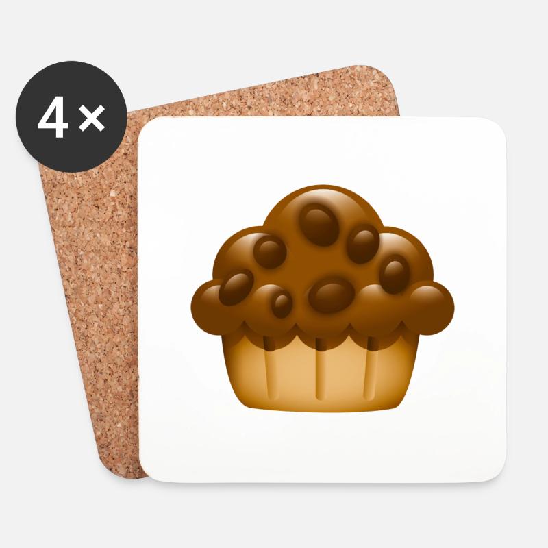 Smiley Muffin - Untersetzer (4er-Set) - Weiß