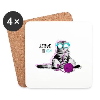 smart cat - Coasters (set of 4) - white - Front