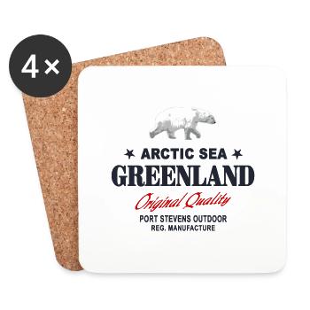 Greenland - Polar Bear - Grönland - Eisbär - Untersetzer (4er-Set) - Weiß - Vorne