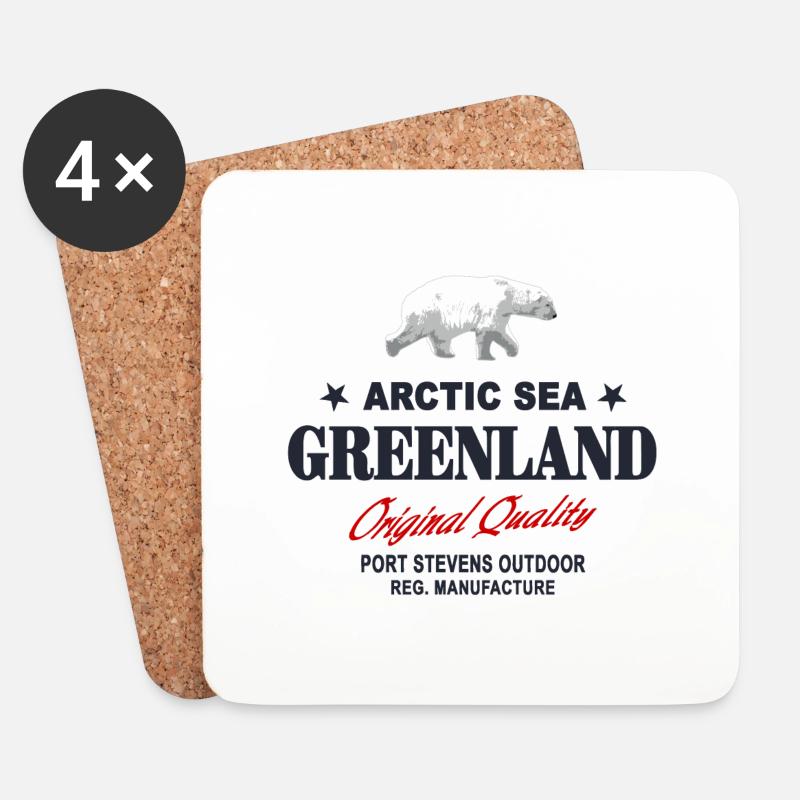Greenland - Polar Bear - Grönland - Eisbär - Untersetzer (4er-Set) - Weiß