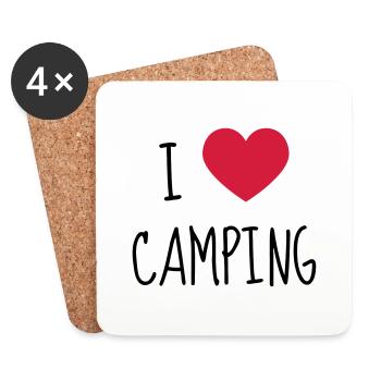 camping / campeur / randonnée / tente - Dessous de verre (lot de 4) - blanc - Devant