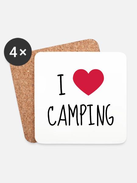 Camping Camper Campeur Tente Zelt Tent - Coasters (set of 4) - white