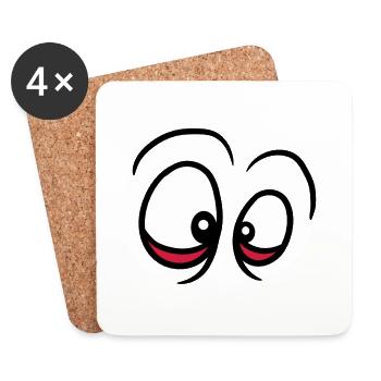 yeux yeux regardent le visage enroulé yeux - Dessous de verre (lot de 4) - blanc - Devant