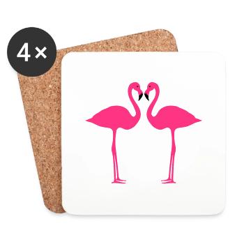 Flamingo, flamingos (super cheap!) - Dessous de verre (lot de 4) - blanc - Devant