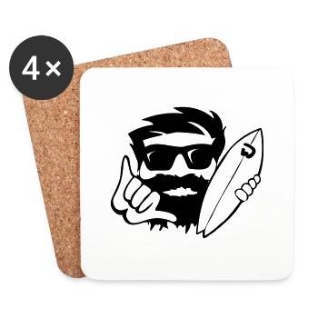 shaka CubeSurfer avec lunettes de soleil et barbe - Dessous de verre (lot de 4) - blanc - Devant
