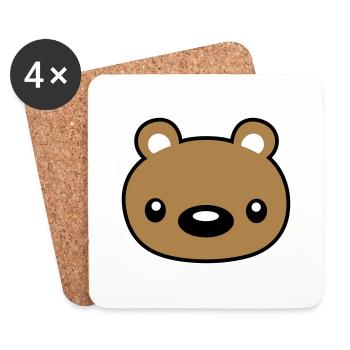 teddy face head cuddly toy - Coasters (set of 4) - white - Front