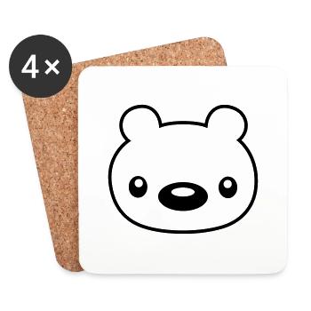 ours en peluche tête - Dessous de verre (lot de 4) - blanc - Devant