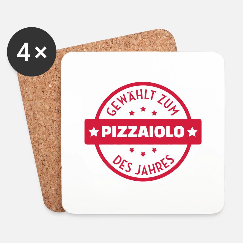 Pizza / pizzaiolo / Italien / Burger - Untersetzer (4er-Set) - Weiß